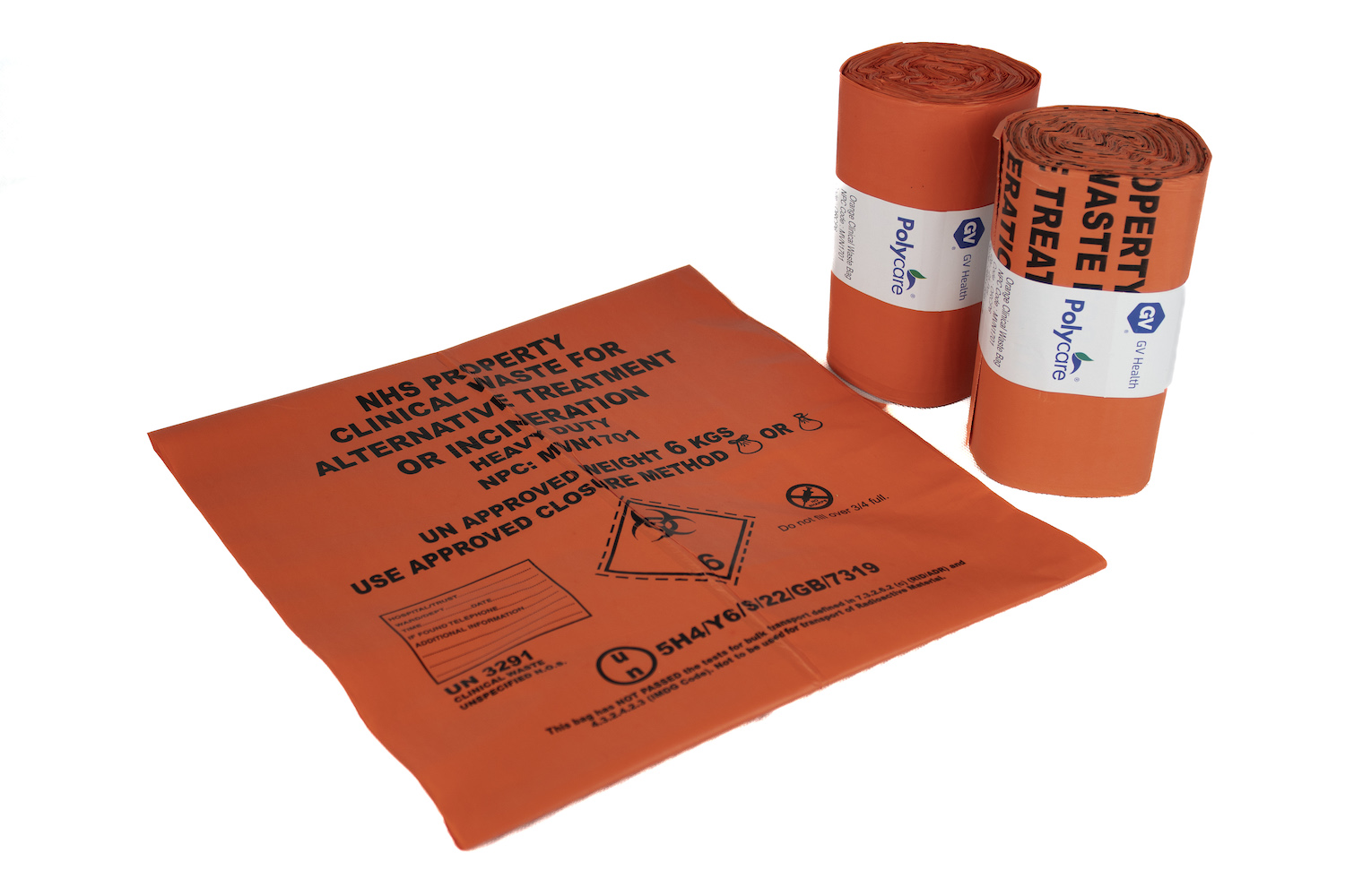 Light Duty Orange Waste Bag Small Printed GV Health