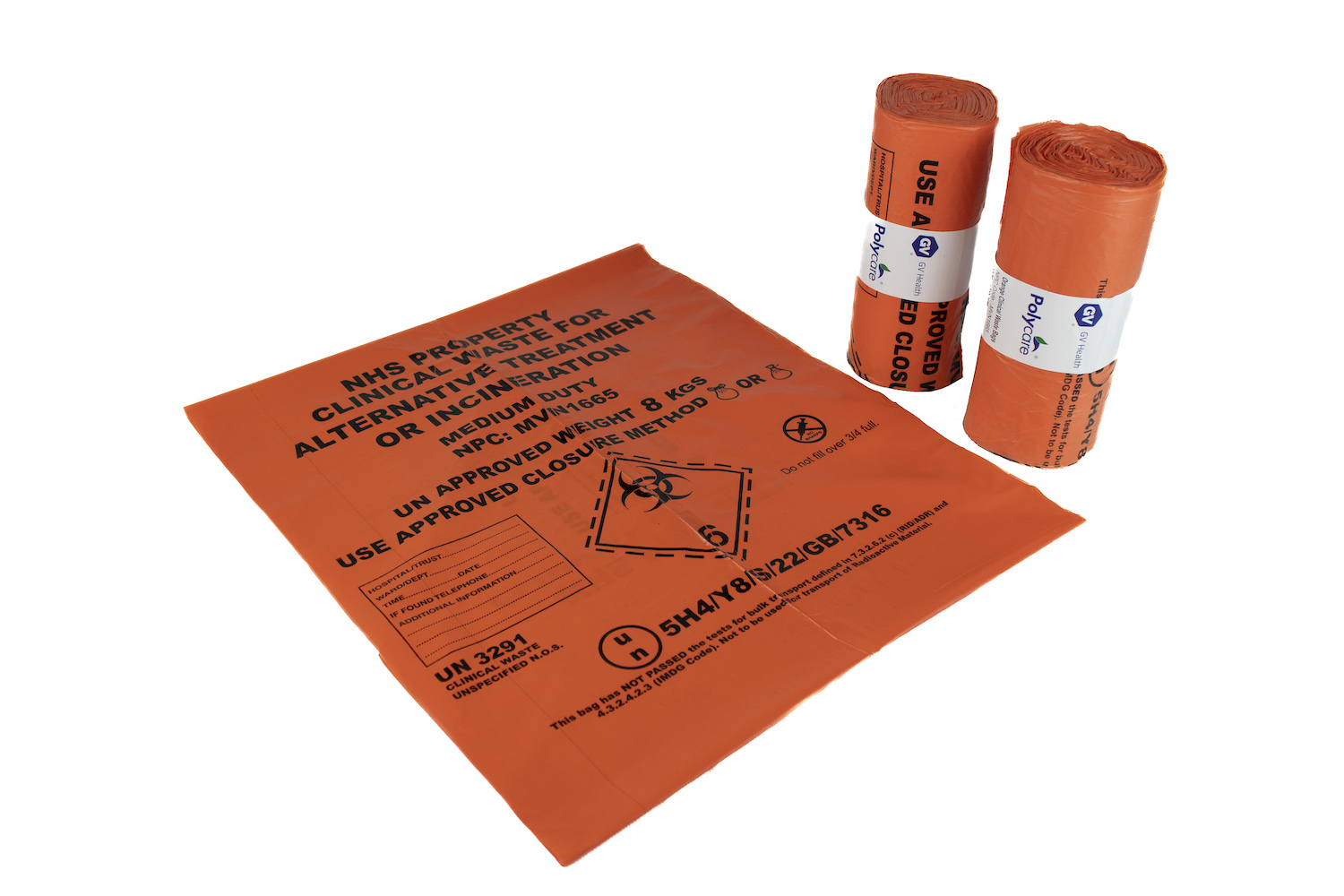 Orange Clinical Waste Bags GV Health