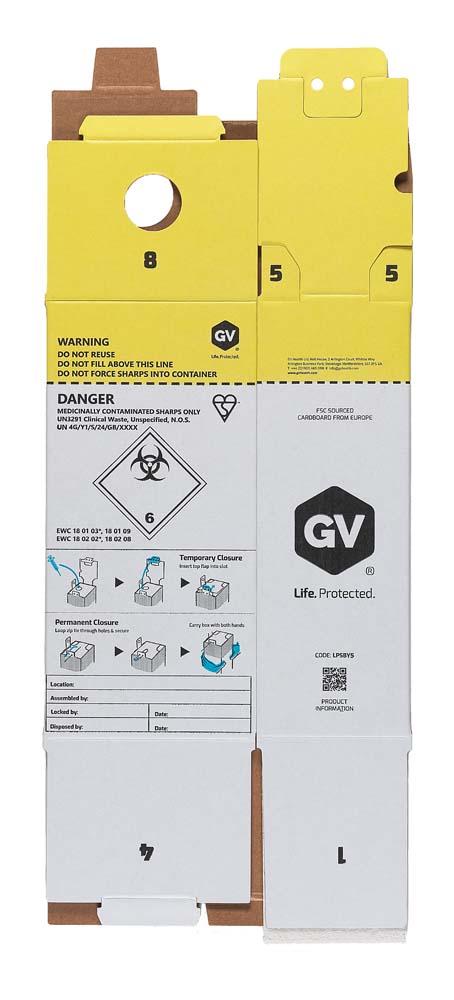 Yellow Sharps Box Flat Packed_Cutout 1000